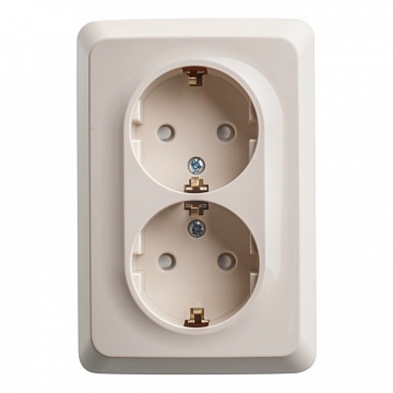 Розетка двухместная ETUDE, открытый монтаж, с заземлением, со шторками, кремовый PA16-108K Schneider Electric