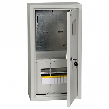 Распределительный шкаф ЩУРн, 9 мод., IP31, навесной, сталь, серая дверь, с клеммами код. MKM32-N-09-31-ZO IEK