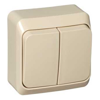 Выключатель 2-клавишный ЭТЮД, открытый монтаж, кремовый BA10-002K Schneider Electric