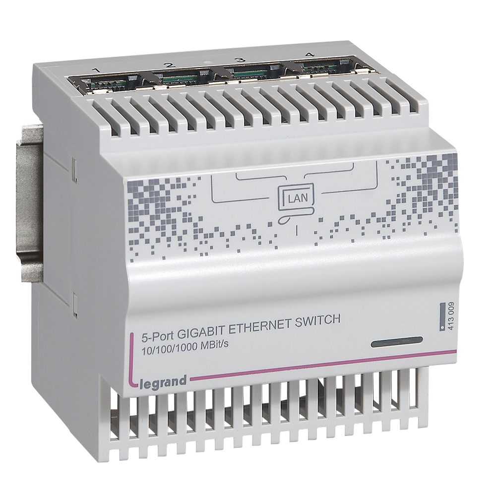Свитч 1Гб на 4 выхода RJ45. Размер: 4DIN 413009 Legrand