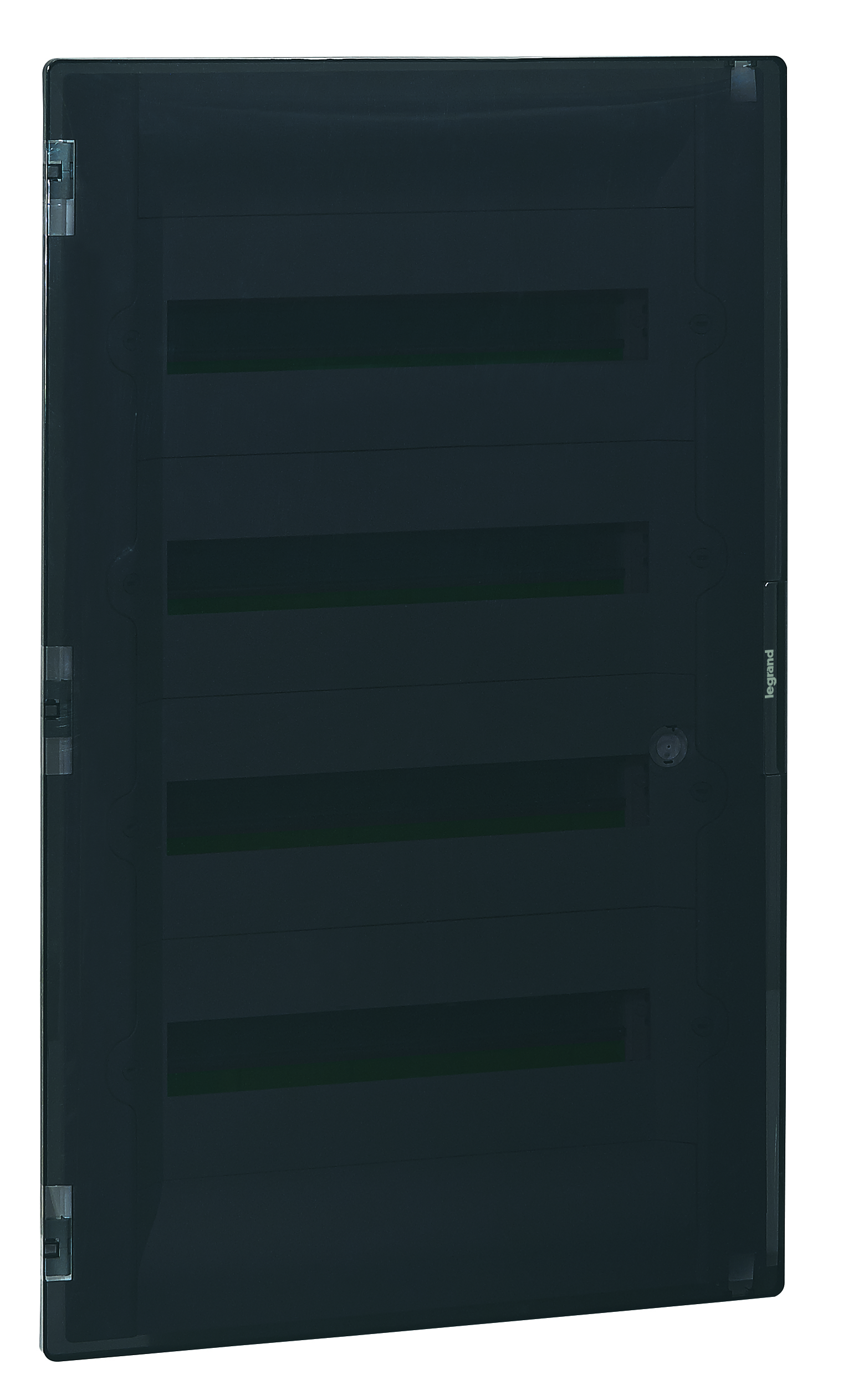 Распределительный щиток Practibox³ скрытого монтажа - IP 40 - IK 07 - 4 рейки - 72 модуля - с клеммниками заземления и нейтрали - прозрачная дверь 401759 Legrand