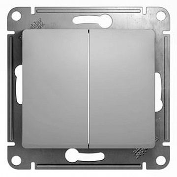 Переключатель 2-клавишный GLOSSA, скрытый монтаж, алюминий GSL000365 Schneider Electric