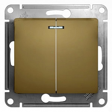 Выключатель 2-клавишный GLOSSA, с подсветкой, скрытый монтаж, титан GSL000453 Schneider Electric
