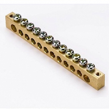 Шина 0 8х12мм²125 Ампер (12 отверстий/крепеж по краям) латунь sn0-125-12-k EKF