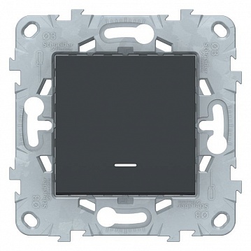 Выключатель 1-клавишный кнопочный UNICA NEW, с подсветкой, скрытый монтаж, антрацит NU520654N Schneider Electric