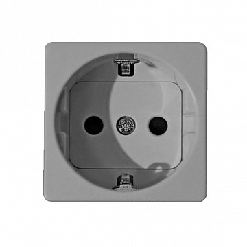 Розетка 27, скрытый монтаж, с заземлением, со шторками, белый 27432-65 Simon