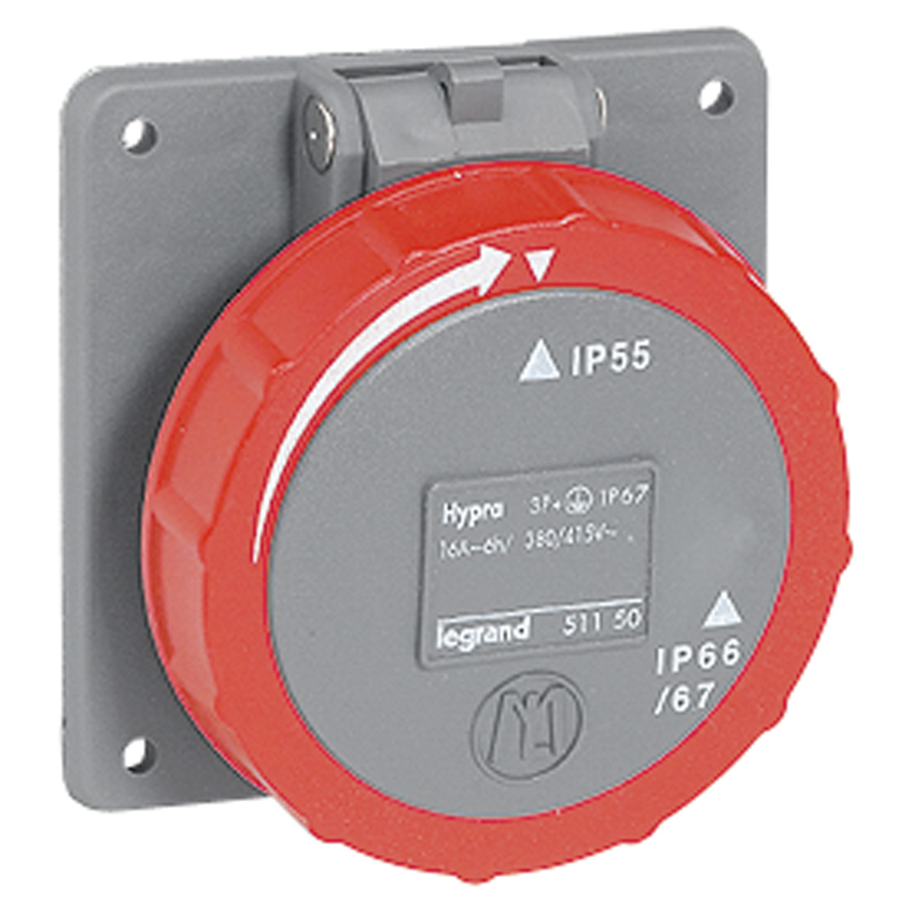 Встраиваемая розетка Hypra - IP 66/67-55 - 3К+3 - 16 А - пластик 051150 Legrand