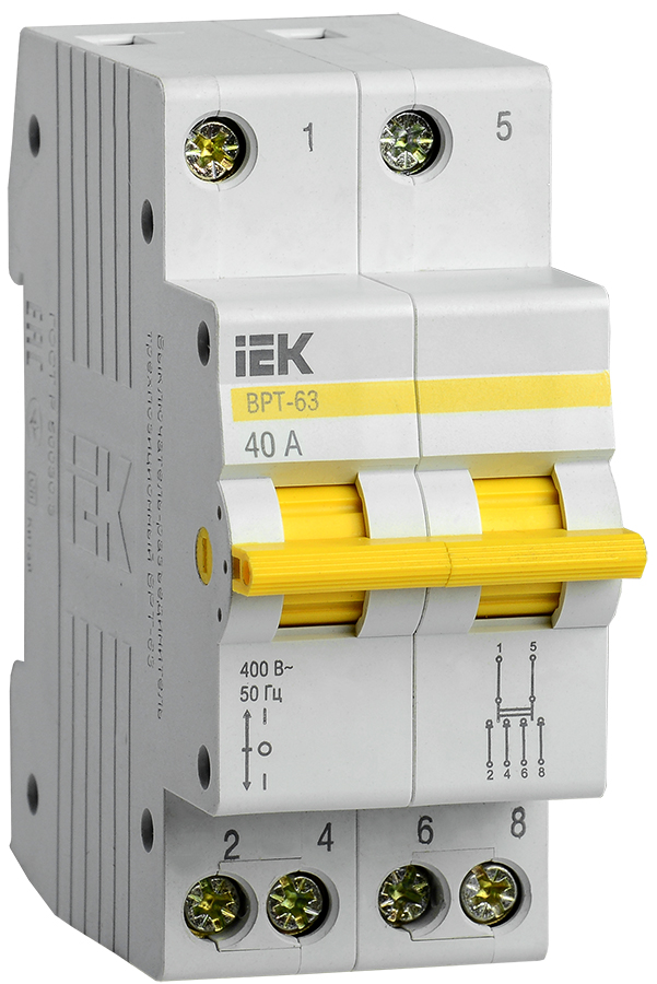 Выключатель-разъединитель трехпозиционный ВРТ-63 2P 40А MPR10-2-040 IEK