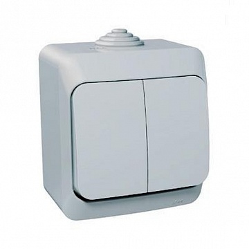 Выключатель 2-клавишный ЭТЮД, открытый монтаж, серый BA10-042C Schneider Electric
