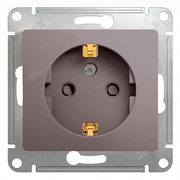 Розетка GLOSSA, скрытый монтаж, с заземлением, со шторками, платина GSL001245 Schneider Electric