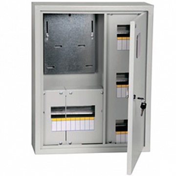 Распределительный шкаф ЩУРн, 9 мод., IP31, навесной, сталь, белая дверь, с клеммами код. MKM24-N-09-31-ZO IEK