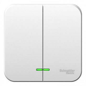Выключатель 2-клавишный BLANCA, с подсветкой, открытый монтаж, белый BLNVA105111 Schneider Electric