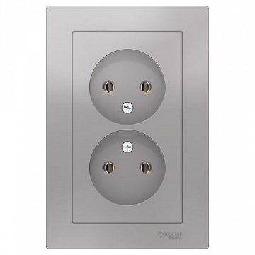 Розетка двухместная ATLASDESIGN, скрытый монтаж, алюминий ATN000320 Schneider Electric