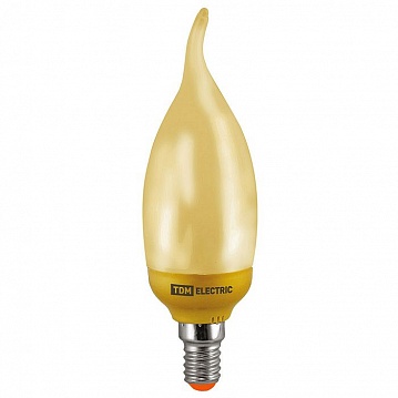 Лампа энергосберегающая КЛЛ-СGW-11 Вт-2700 К–Е14 (золотая свеча на ветру) (mini) SQ0323-0143 TDM