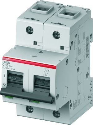 Выключатель автоматический двухполюсный S802N 63А C 36кА (S802N C63) 2CCS892001R0634 ABB