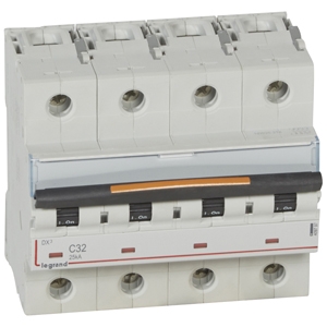 Выключатель автоматический четырехполюсный DX3 32А C 25кА (6 мод) 409797 Legrand