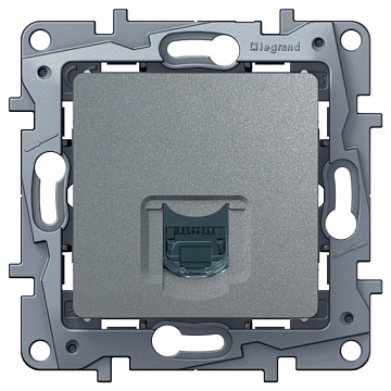 Розетка компьютерная 1xRJ45 Cat.5 ETIKA, алюминий 672441 Legrand