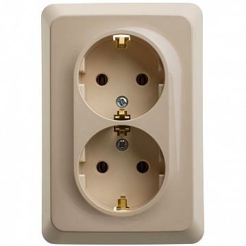 Розетка двухместная ETUDE, скрытый монтаж, с заземлением, кремовый PC16-107K Schneider Electric