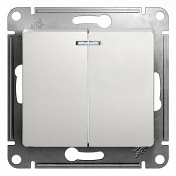 Выключатель 2-клавишный GLOSSA, с подсветкой, скрытый монтаж, белый GSL000153 Schneider Electric