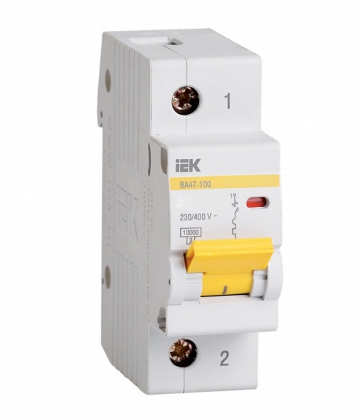 Выключатель автоматический однополюсный ВА47-100 16А D 10кА MVA40-1-016-D IEK