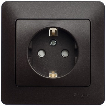 Розетка GLOSSA, скрытый монтаж, с заземлением, со шторками, шоколад GSL000844 Schneider Electric