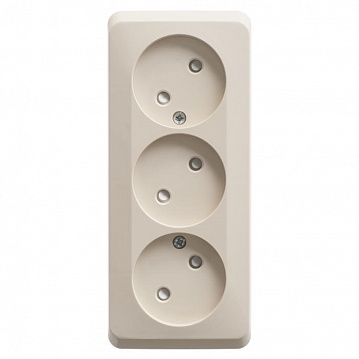 Розетка трехместная ETUDE, открытый монтаж, со шторками, кремовый PA16-010K Schneider Electric
