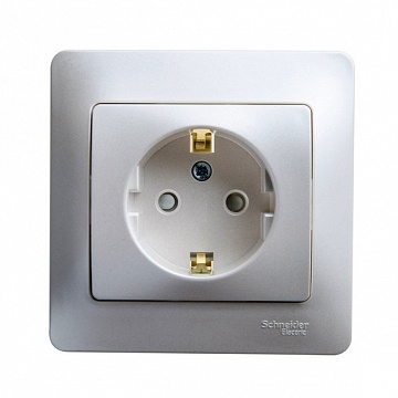 Розетка GLOSSA, скрытый монтаж, с заземлением, со шторками, перламутр GSL000644 Schneider Electric