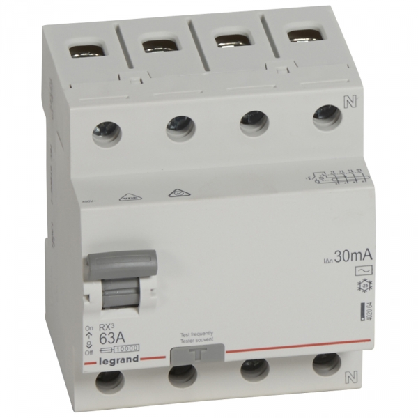 Выключатель дифференциальный (УЗО) RX3 4п 63А 30мА тип AC 402064 Legrand