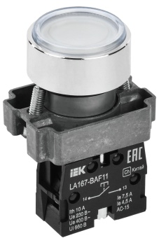 Кнопка управления LA167-BAF11 d=22мм 1з белая BBT20-BAF11-1-22-67-K01 IEK
