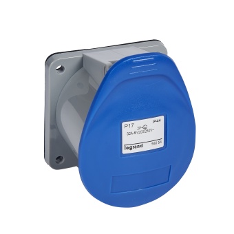 Встраиваемая прямая розетка с уменьшенным фланцем - P17 Tempra Pro - IP 44 - 200/250 В~ - 32 A - 2К+З 058054 Legrand
