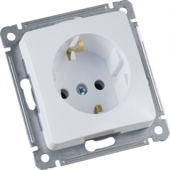 MASTER Розетка скрытая с заземлением белая в рамкуРС16-411HEGEL