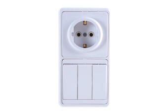 Блок БКВР-033 Бэлла (3-кл. выкл. + розетка с заземл.) бел. Кунцево 5843