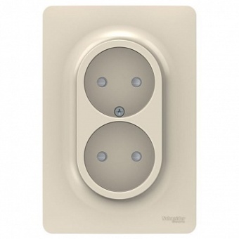 Розетка двухместная UNICA NEW, скрытый монтаж, со шторками, бежевый NU206344 Schneider Electric
