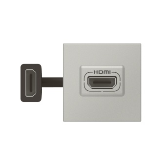 Розетка HDMI - Mosaic - 2 модуля - со шнуром - алюминий 079279L Legrand