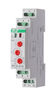 Реле времени PCS-516 (многофункц. (вход: START/RESET) 230В 8А 1перекл. IP20 монтаж на DIN-рейке)(аналог РВО-1М) F&F EA02.001.013