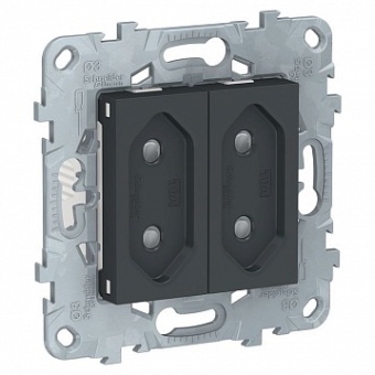 Розетка UNICA NEW, скрытый монтаж, со шторками, антрацит NU503154 Schneider Electric