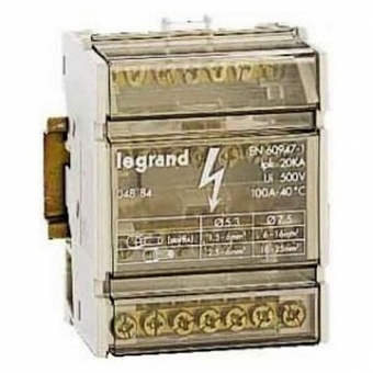 Модульный распределительный блок - 4П - 100 A - 7 подключений 004884 Legrand