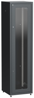 ITK Шкаф сетевой напольный LINEA E 42U 600х600мм стеклянная передняя дверь задняя металлическая черный LE05-42U66-GM IEK