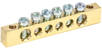 Шина PEN "земля-ноль" 6х9мм 6/2 (6групп/крепеж по краям) YNN11-06-100 IEK