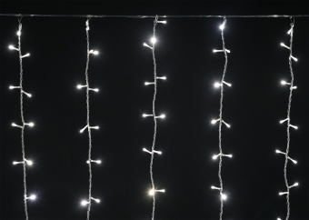 LIGHTING Гирлянда занавес 1,5х1,5м 160 светодиодов теплый белый свет IP20 прозрачный шнур 3м 230В транзит LGDB201-1-160-L1-T-S-20 IEK