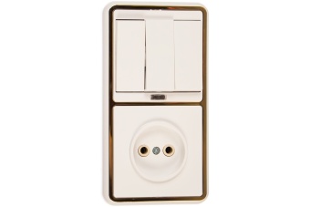 Блок БКВР-212 Бэлла (3-кл. выкл. с инд. + розетка) зол. Кунцево 5842