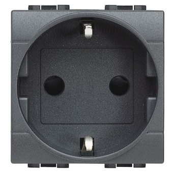 LivingLight Розетка силовая 2К+З с автоматическими клеммами антрацит L4141AN BTicino