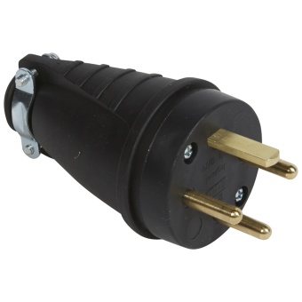 Вилка резиновая 3К+З - 20 А - выход кабеля прямой 055070 Legrand