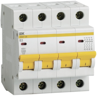 Автоматический выключатель ВА47-29 4Р 3А 4,5кА В MVA20-4-003-B IEK