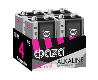 Элемент питания алкалиновый "крона" 6LR61 9В Alkaline Pack-4 (уп.4шт) 5030602 ФАZА