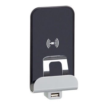 Valena Life.Беспроводное зарядное устройство Qi 1А с дополнительным разьемом USB A 5В 2,4А. 753114 Legrand