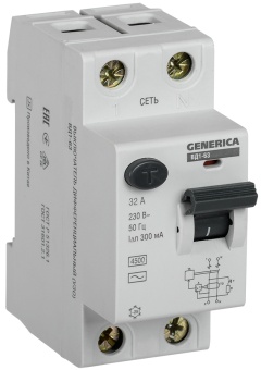 Выключатель дифференциальный (УЗО) ВД1-63 2Р 32А 300мА GENERICA MDV15-2-032-300 IEK