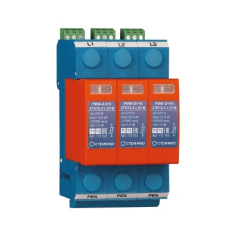 Устройство защиты от импульсных перенапряжений РИФ-Э-I+II 275/12.5 c (3+0) 113102 Стример