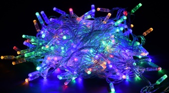 LIGHTING Гирлянда нить 10м 100 светодиодов RGB свет IP44 прозрачный шнур 3м 230В контроллер 8 сцен LGDU111-3-100-10-T-S-44 IEK