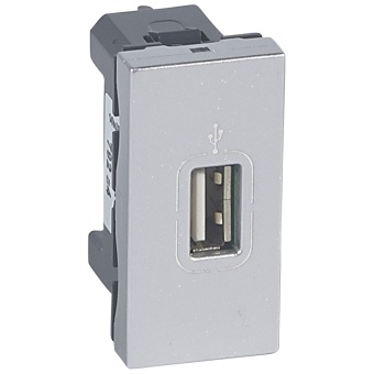 Mosaic розетка USB 1 модуль, алюминий 079284 Legrand